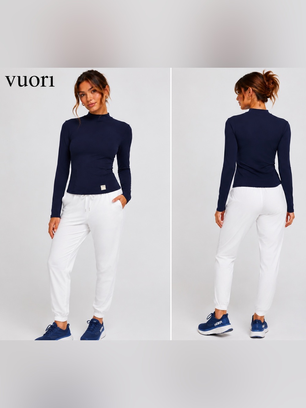 Vuori AllTheFeels Mock Neck Long Sleeve Performance Top Navy Blue Size Medium